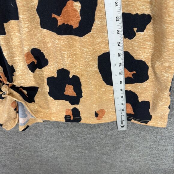 SheIn Mini Dress Women L Large Beige Animal Print V-Neck Short Sleeve Casual - Picture 5 of 6